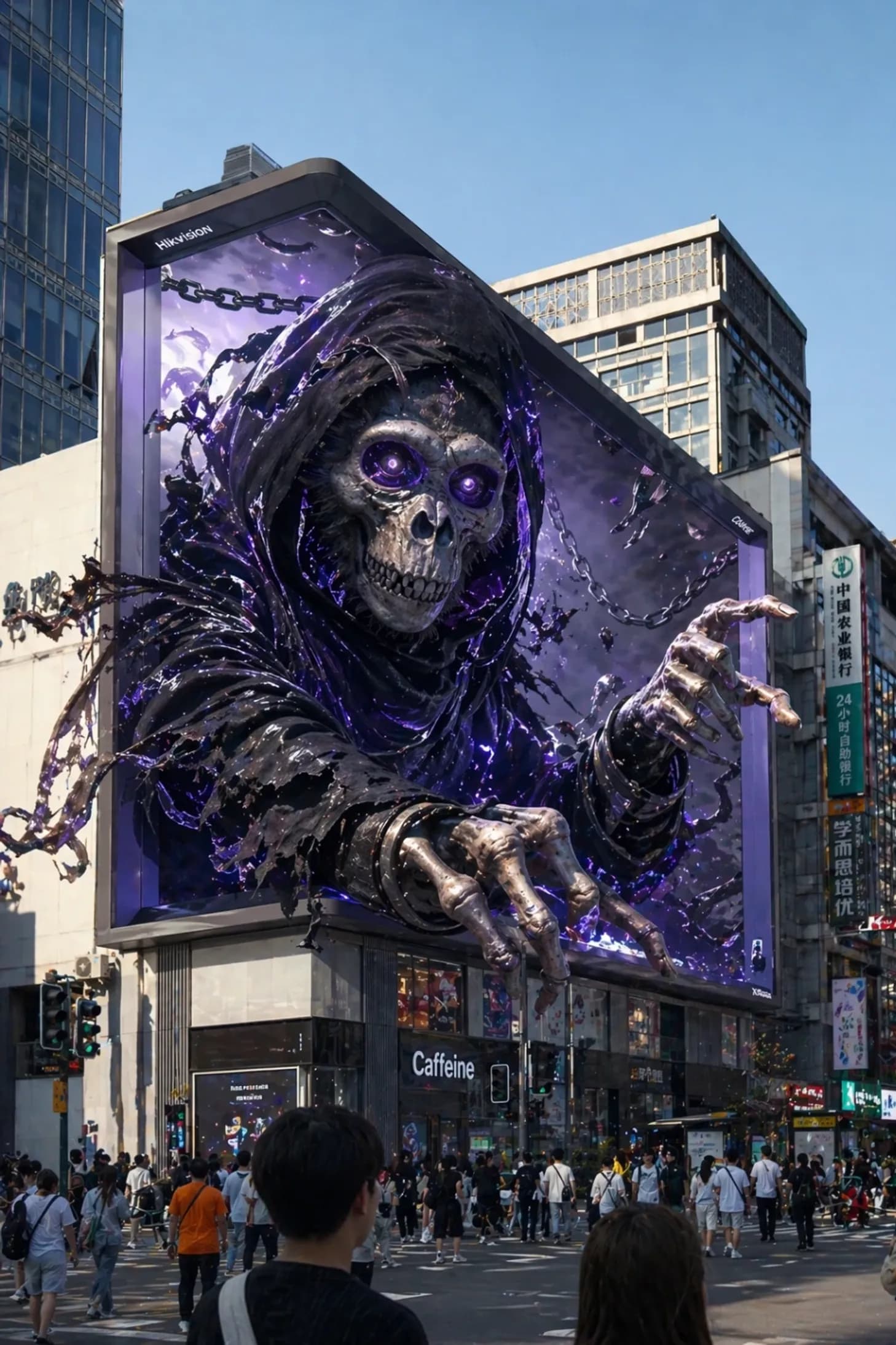 Futuristic Skeleton Monkey LED Screen