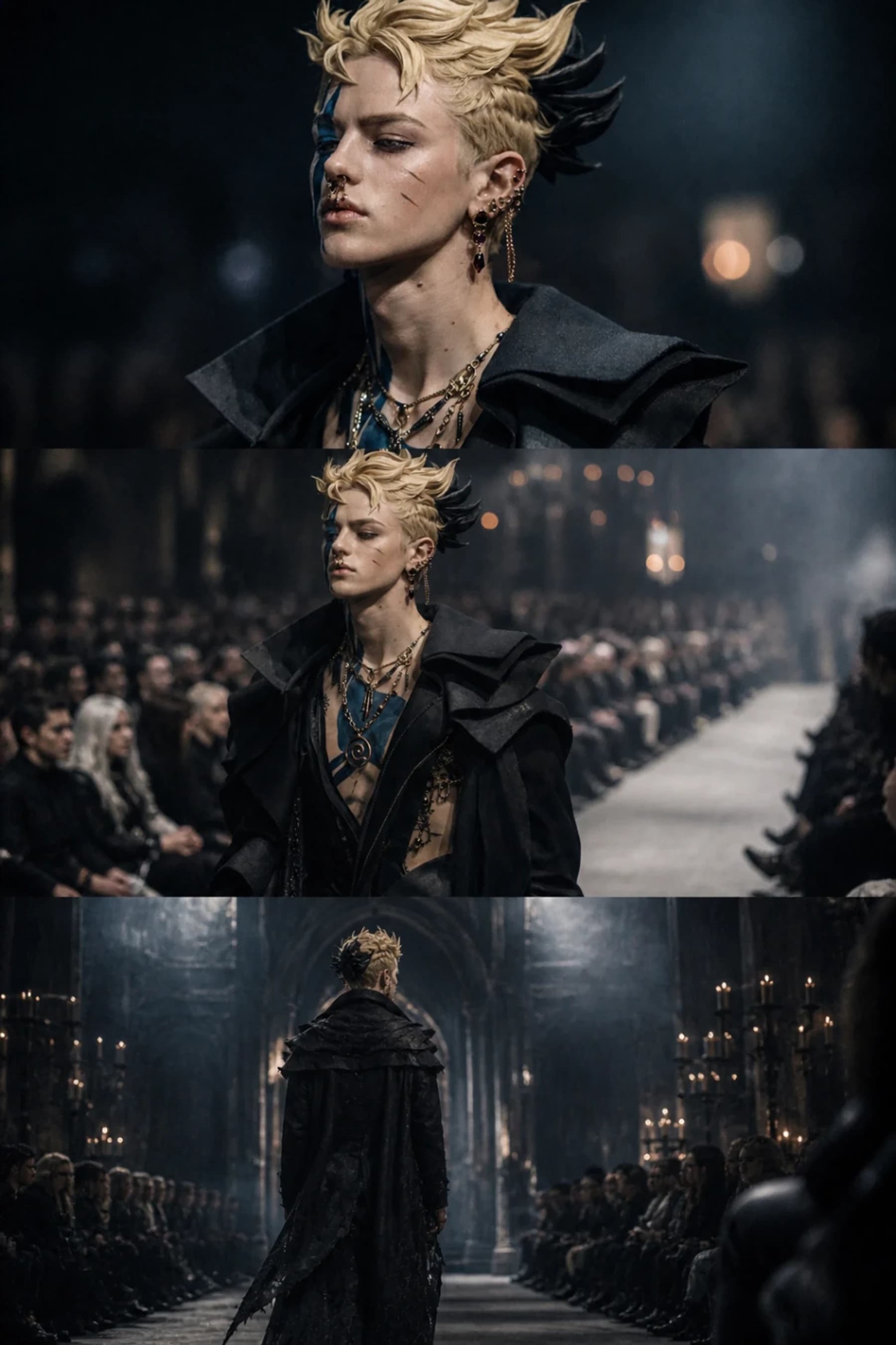 Dark Gothic Fashion Show Triptych