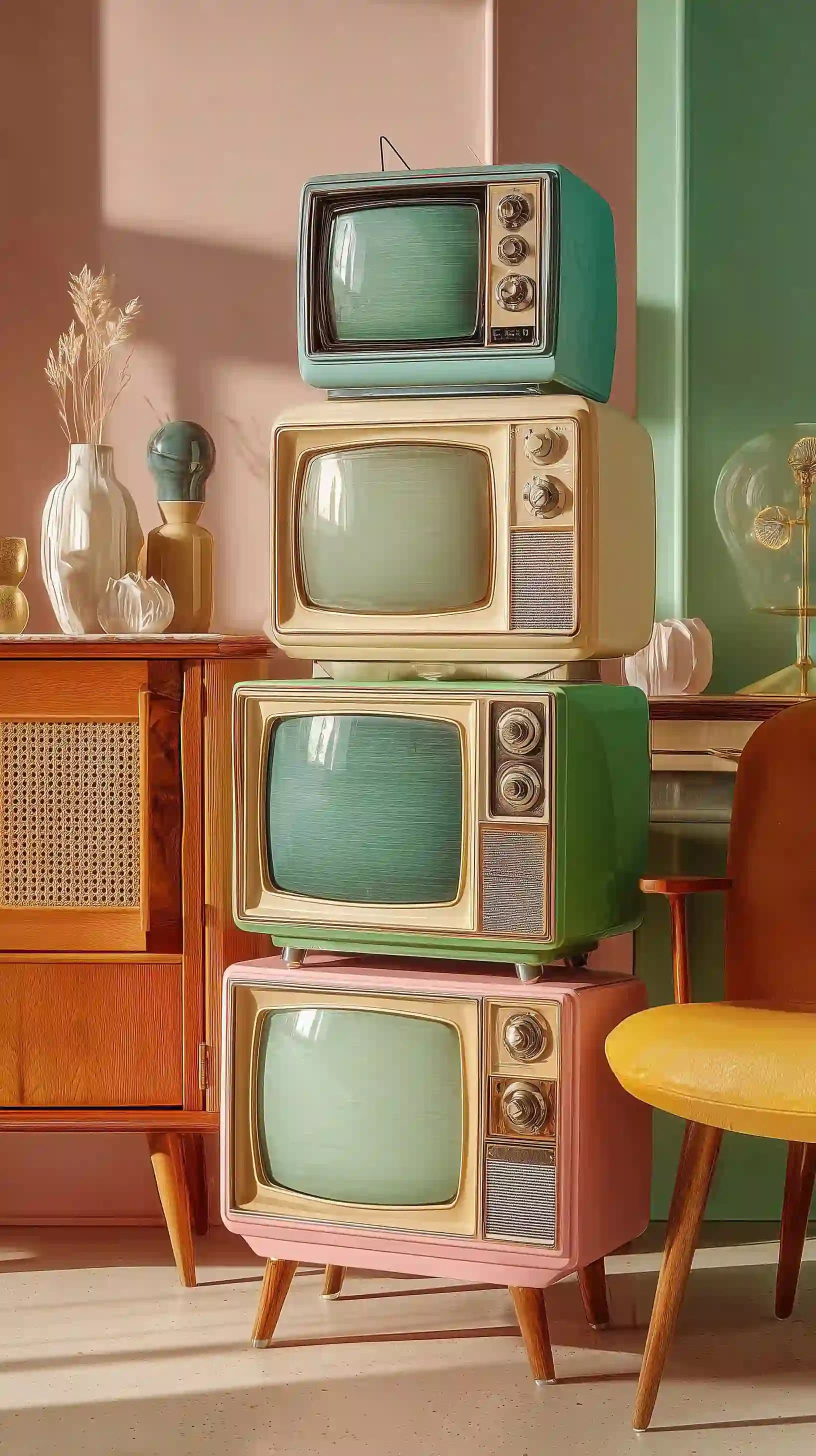 Vintage CRT Television Stack
