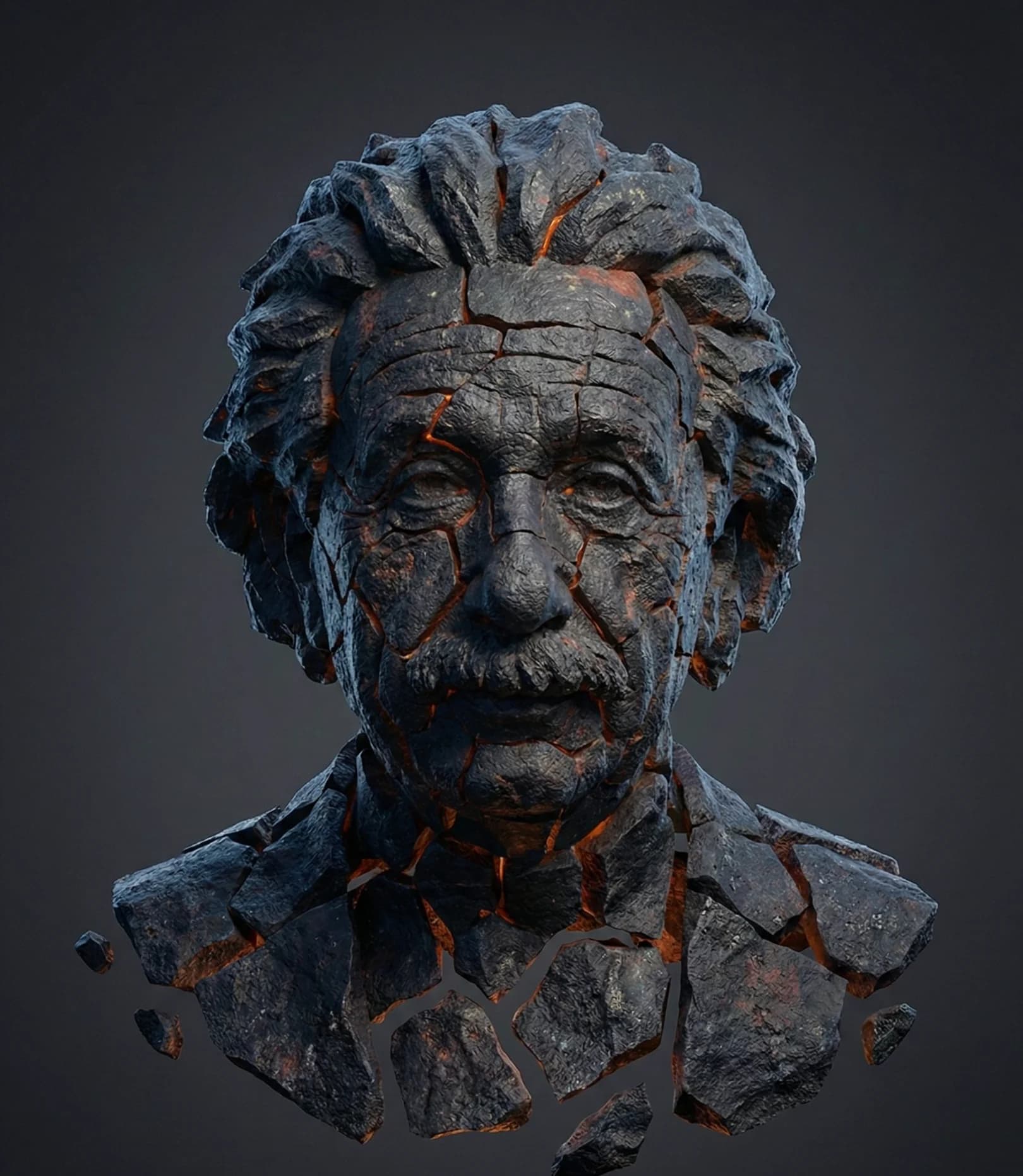 Hyperreal Volcanic Basalt Portrait