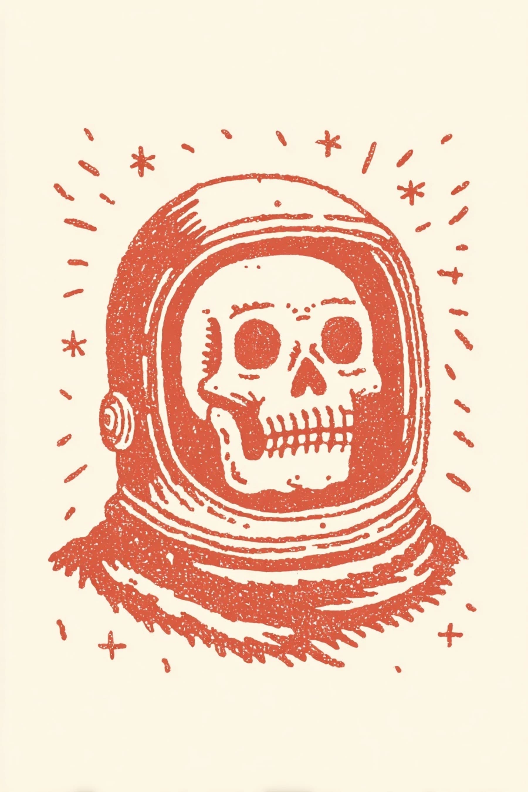 Minimalist Lino Cut Skull