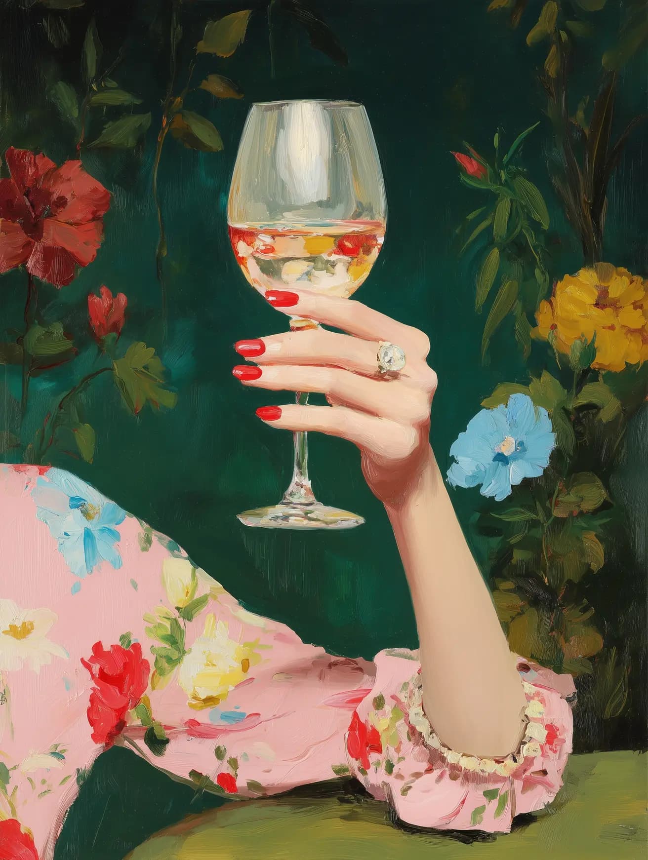 Elegant Hand Holding Wine Portrait