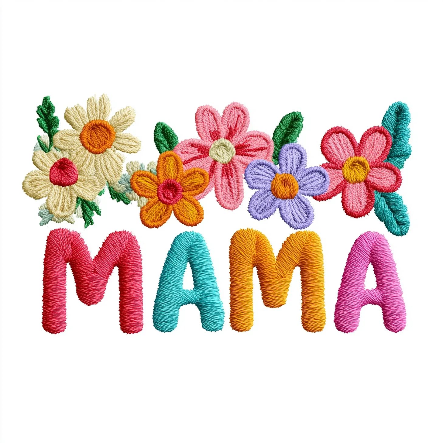 Pastel Embroidered Mama Illustration