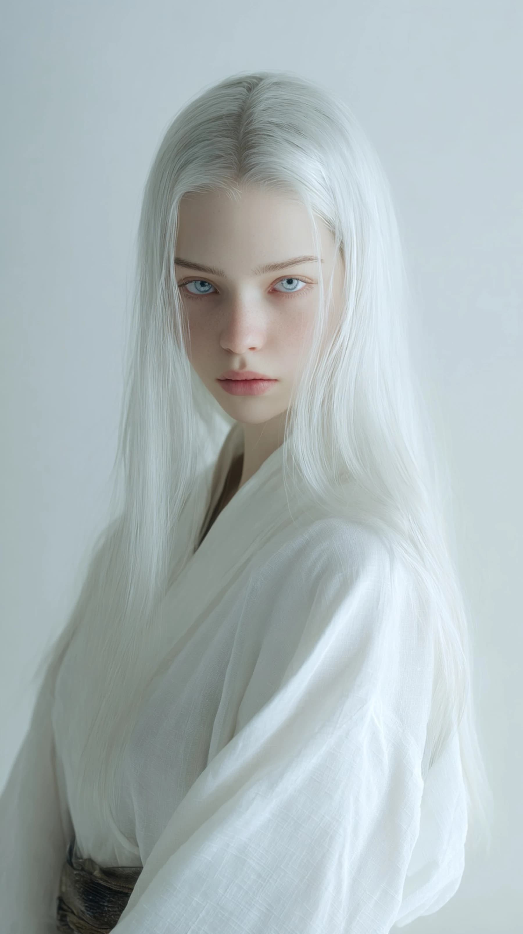 Hyperrealistic Silver Hair Portrait